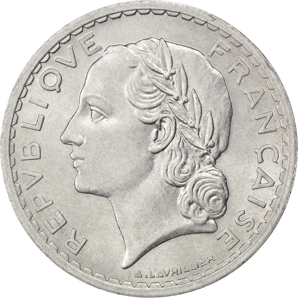 Moneda, Francia, Lavrillier, 5 Francs, 1947, EBC+, Aluminio, KM:888b.1
