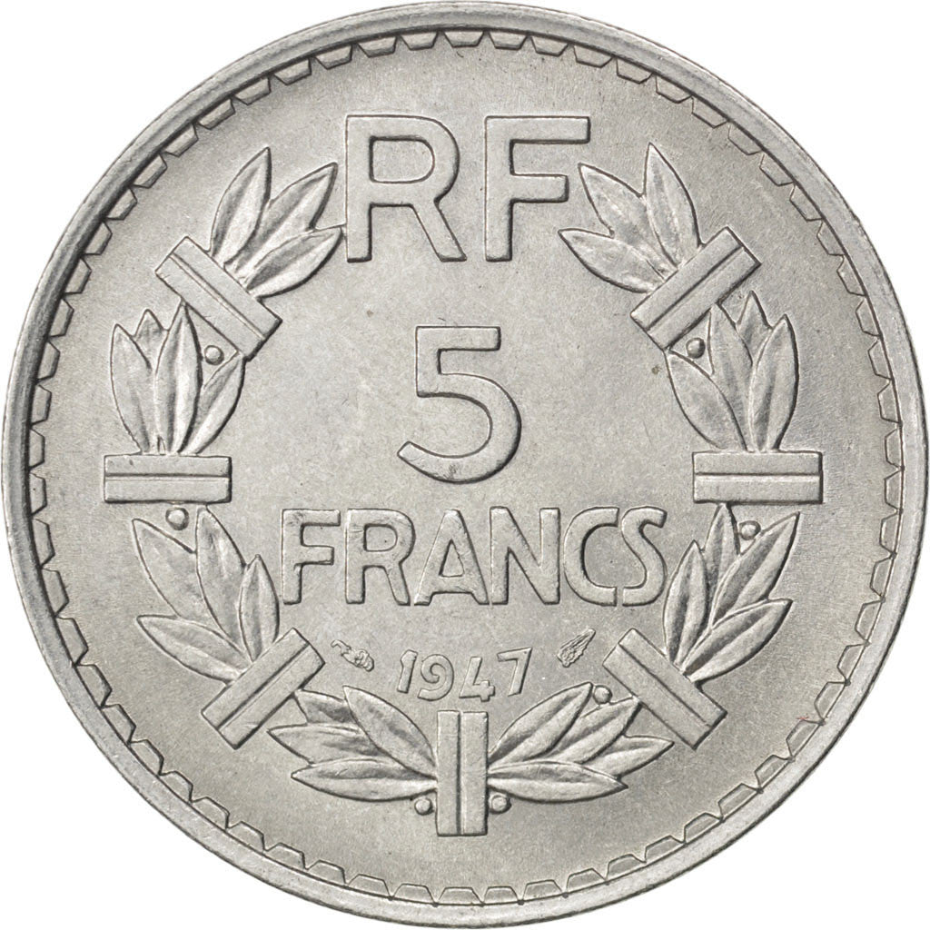Moneda, Francia, Lavrillier, 5 Francs, 1947, EBC+, Aluminio, KM:888b.1