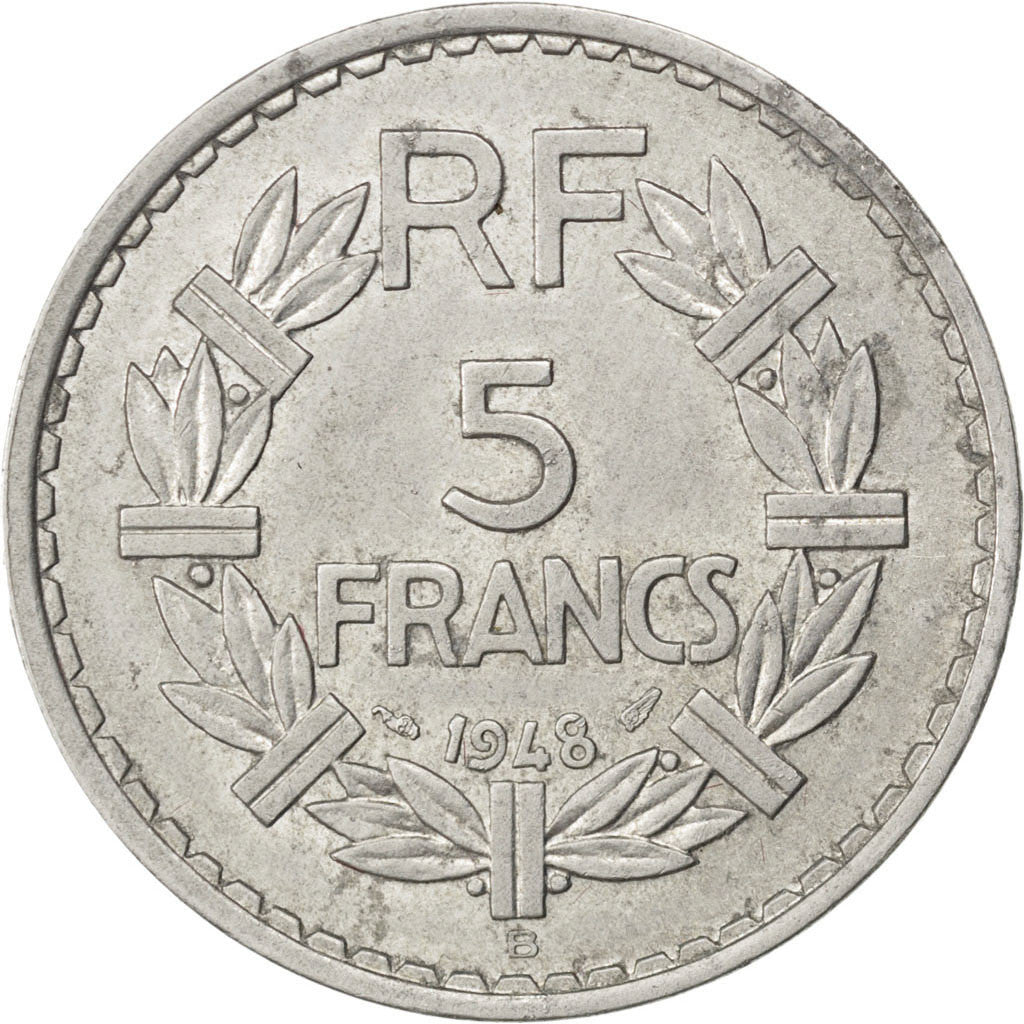 Coin, France, Lavrillier, 5 Francs, 1948, Beaumont le Roger, AU(50-53)