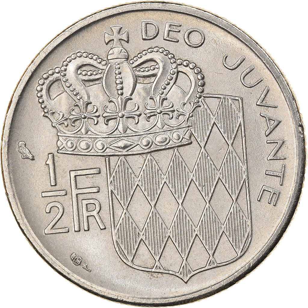 Moneta, Monaco, Rainier III, 1/2 Franc, 1974, EF(40-45), Nikiel, KM:145