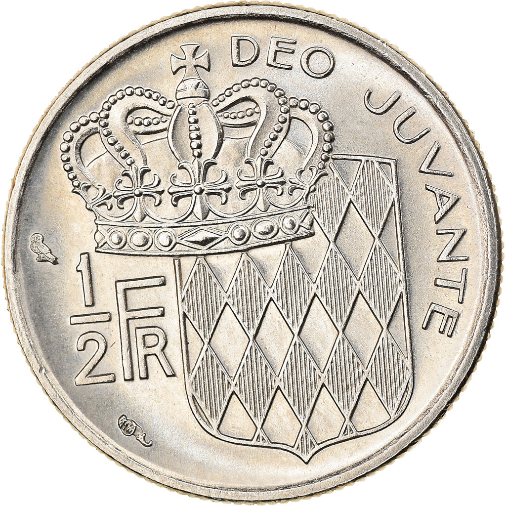 Coin, Monaco, Rainier III, 1/2 Franc, 1974, EF(40-45), Nickel, KM:145