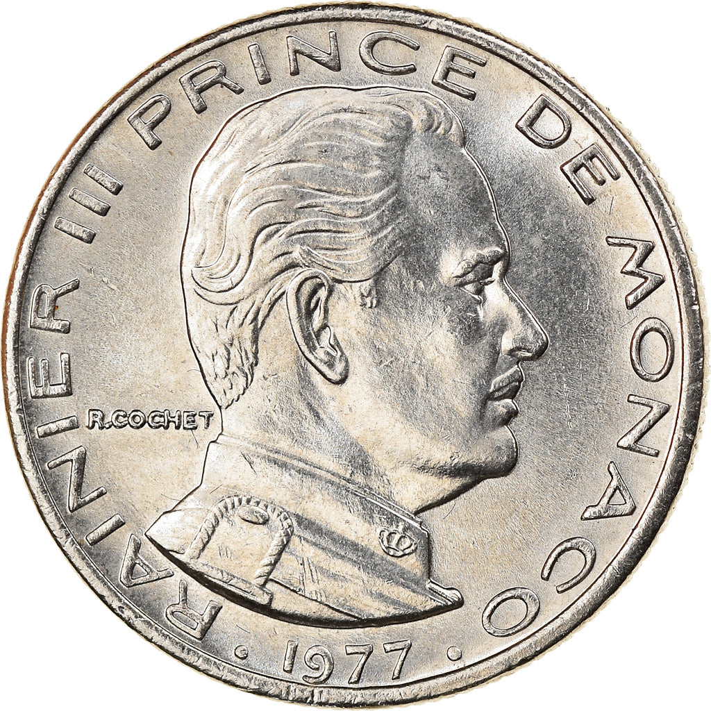 Moneta, Monaco, Rainier III, 1/2 Franc, 1977, SPL-, Nichel, KM:145, Gadoury:MC