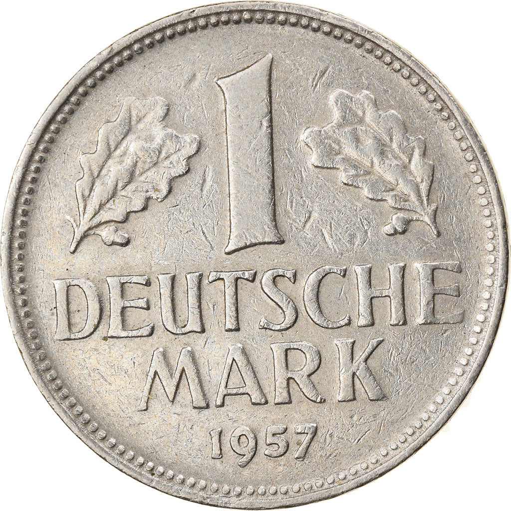 Moneta, GERMANIA - REPUBBLICA FEDERALE, Mark, 1957, Karlsruhe, BB, Rame-nichel