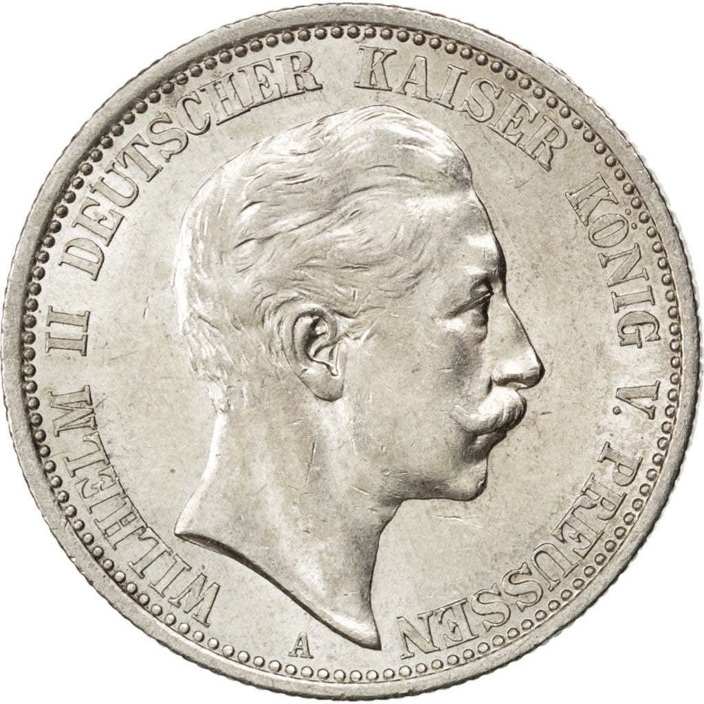 Coin, German States, PRUSSIA, Wilhelm II, 2 Mark, 1907, Berlin, AU(55-58)