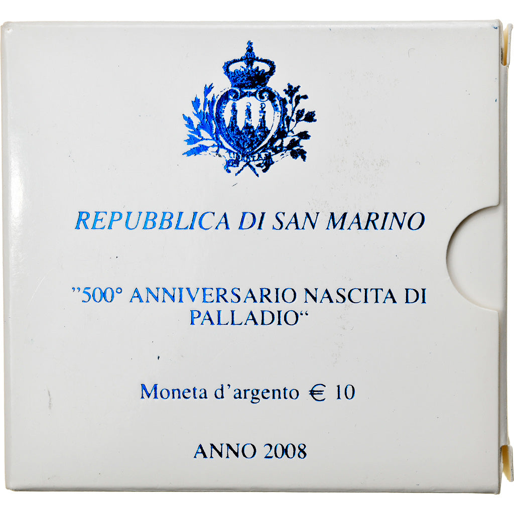 San Marino, 10 Euro, Palladio, 2008, Rome, MS(65-70), Srebro, KM:514