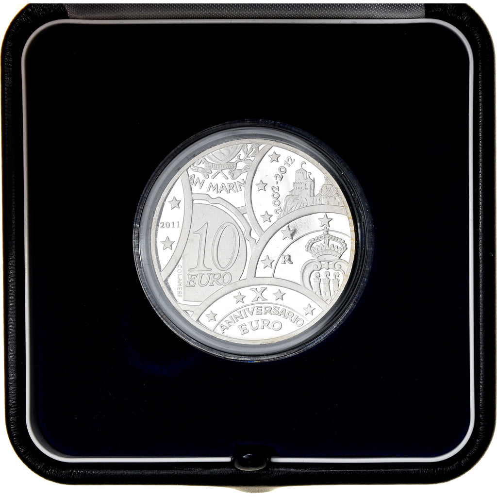 San Marino, 10 Euro, 10 ans de l'Euro, 2011, Rome, Proof, FDC, Argent, KM:503