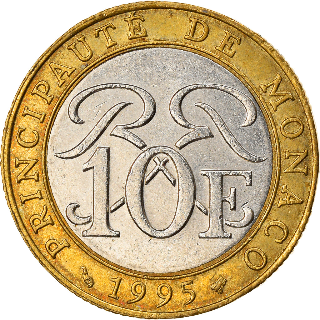Coin, Monaco, Rainier III, 10 Francs, 1995, EF(40-45), Bi-Metallic, KM:163