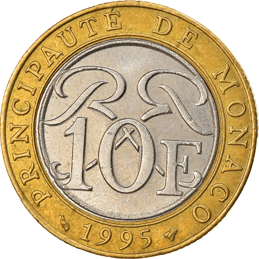 Munten, Monaco, Rainier III, 10 Francs, 1995, ZF, Bi-Metallic, KM:163