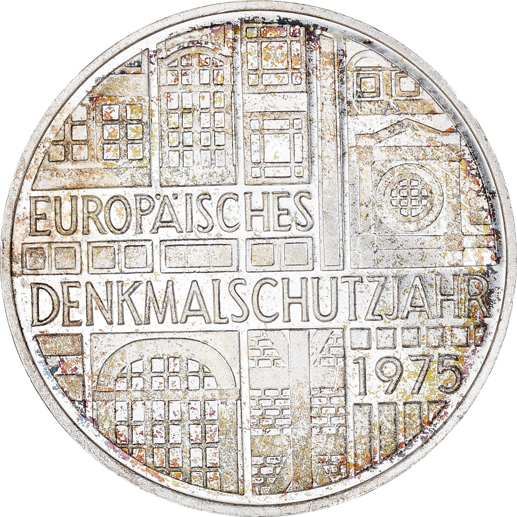 Moneta, Niemcy - RFN, 5 Mark, 1975, Stuttgart, Germany, BE, AU(55-58), Srebro