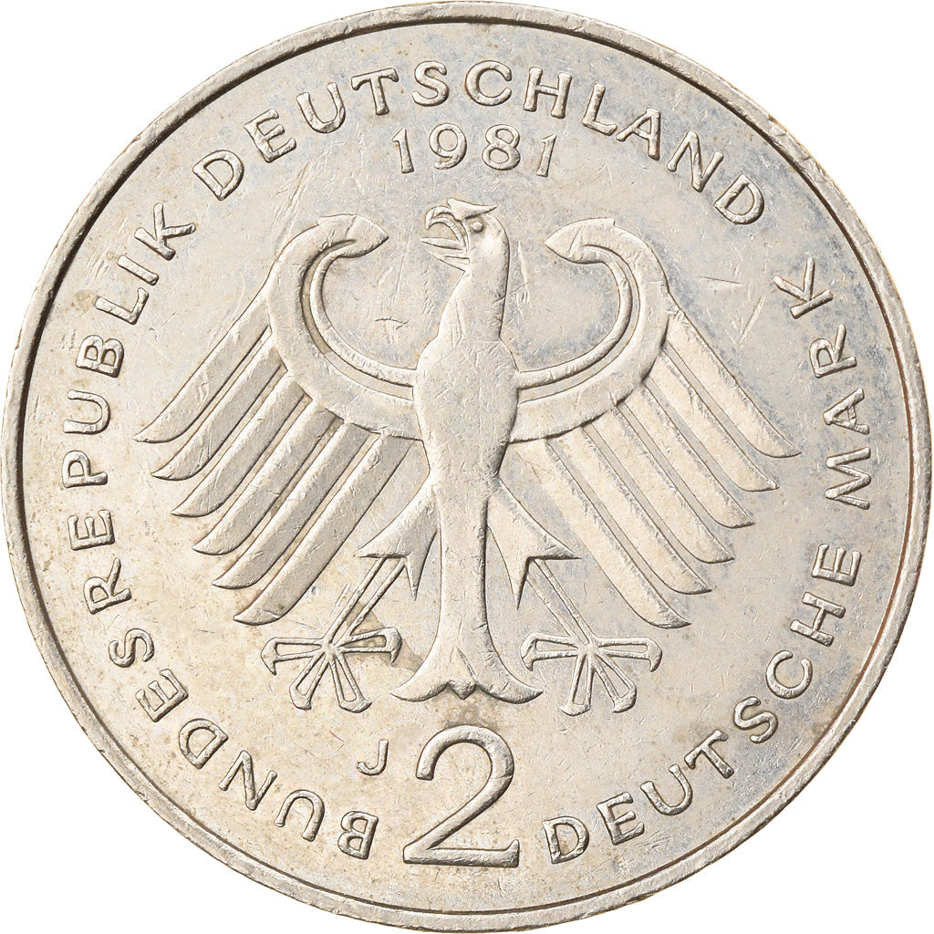 Moneta, GERMANIA - REPUBBLICA FEDERALE, 2 Mark, 1981, Hambourg, BB, Nichel