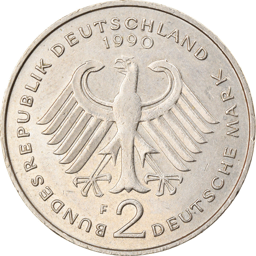 Moneta, GERMANIA - REPUBBLICA FEDERALE, 2 Mark, 1990, Stuttgart, SPL-, Nichel