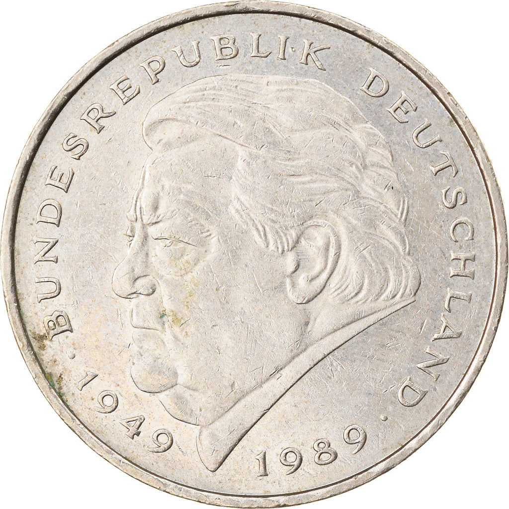 Moneta, GERMANIA - REPUBBLICA FEDERALE, 2 Mark, 1990, Hambourg, BB, Nichel