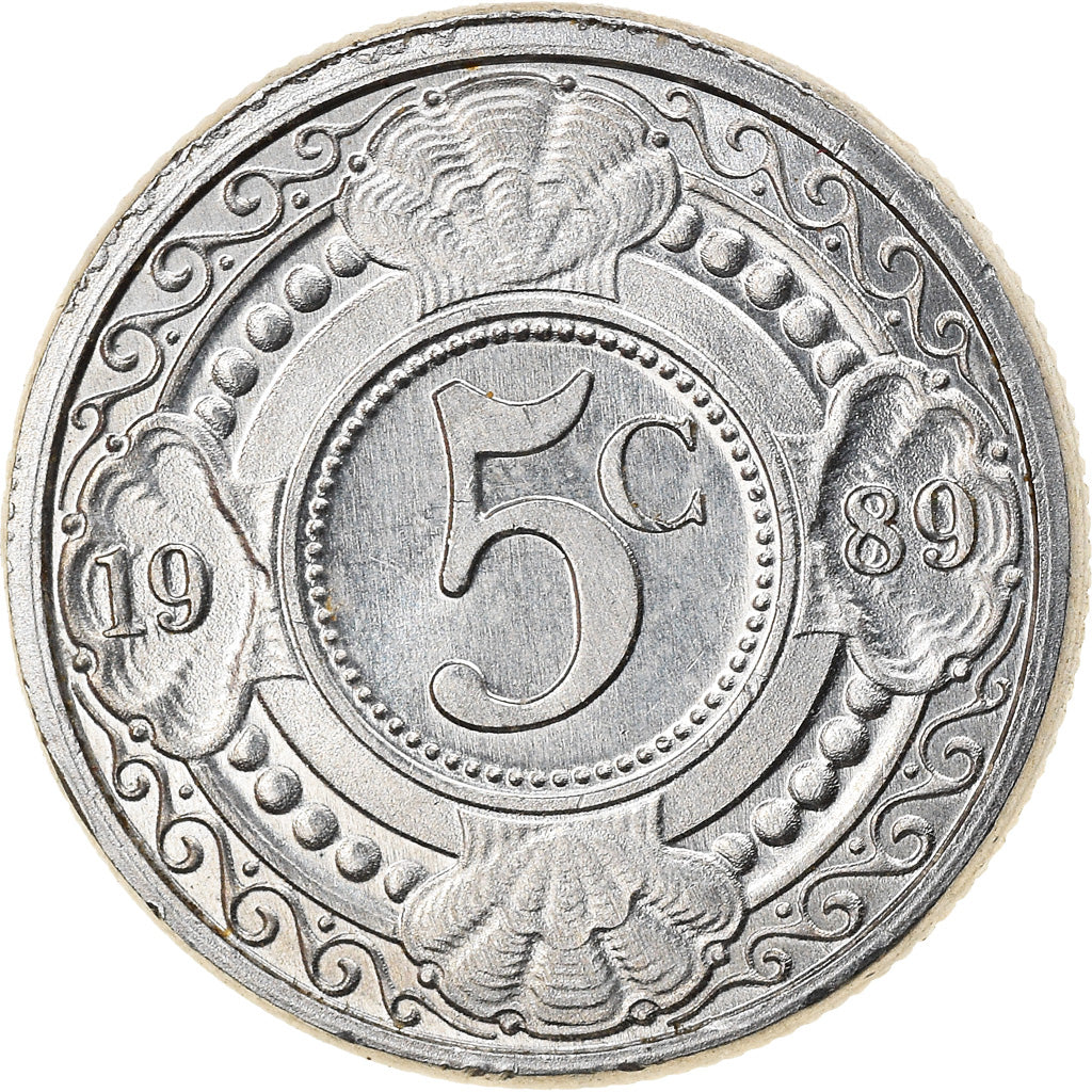 Münze, Netherlands Antilles, Beatrix, 5 Cents, 1989, VZ, Aluminium, KM:33