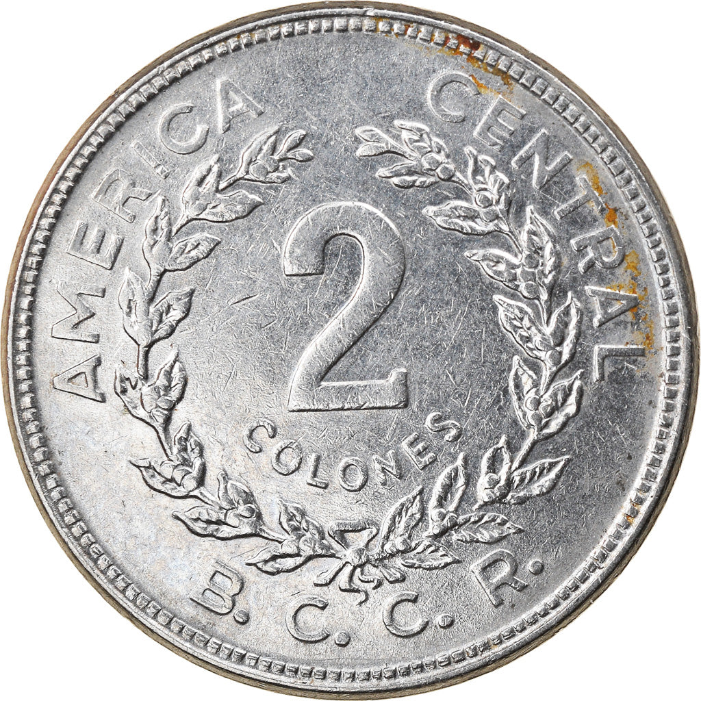 Moneda, Costa Rica, 2 Colones, 1983, MBC, Acero inoxidable, KM:211.1