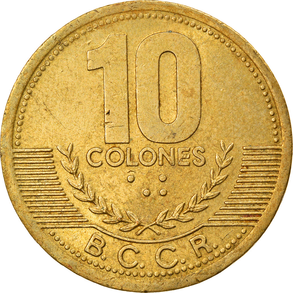 Monnaie, Costa Rica, 10 Colones, 1997, Armant Metalurgica, Santiago, Chile, TTB
