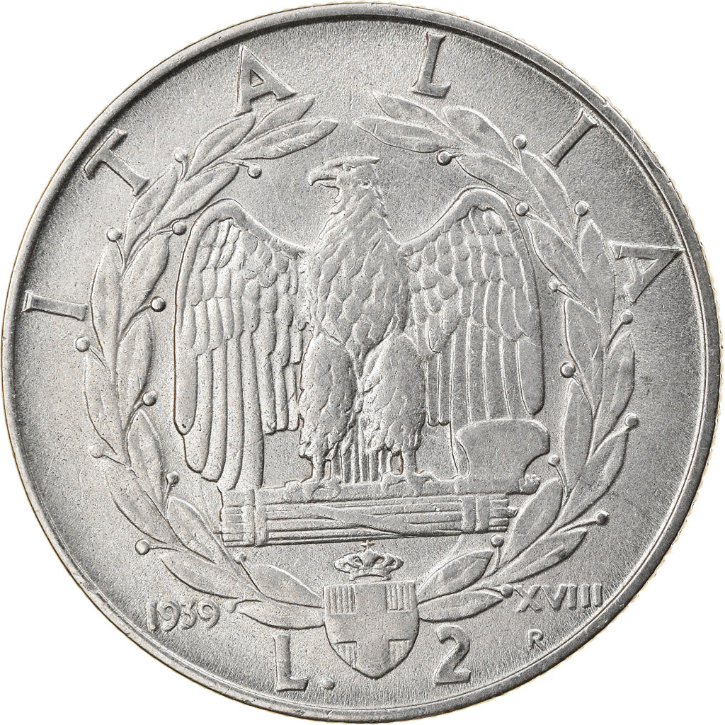 Coin, Italy, Vittorio Emanuele III, 2 Lire, 1939, Rome, EF(40-45), Stainless