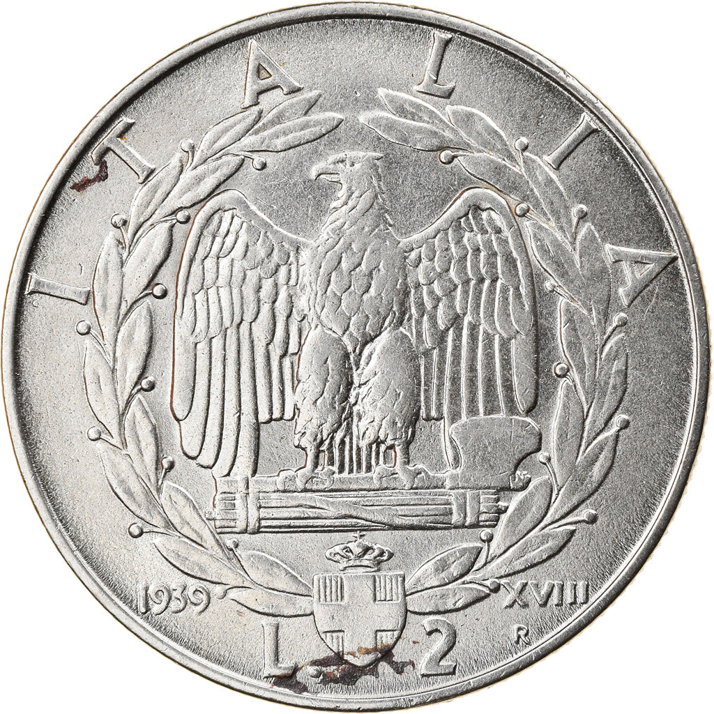 Moneda, Italia, Vittorio Emanuele III, 2 Lire, 1939, Rome, MBC, Acero