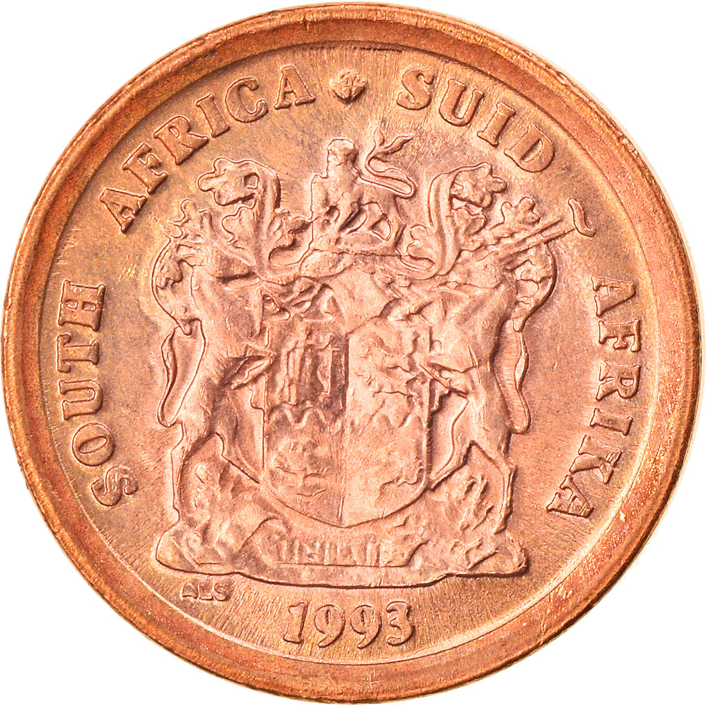 Moneta, Południowa Afryka, Cent, 1993, MS(63), Miedź platerowana stalą