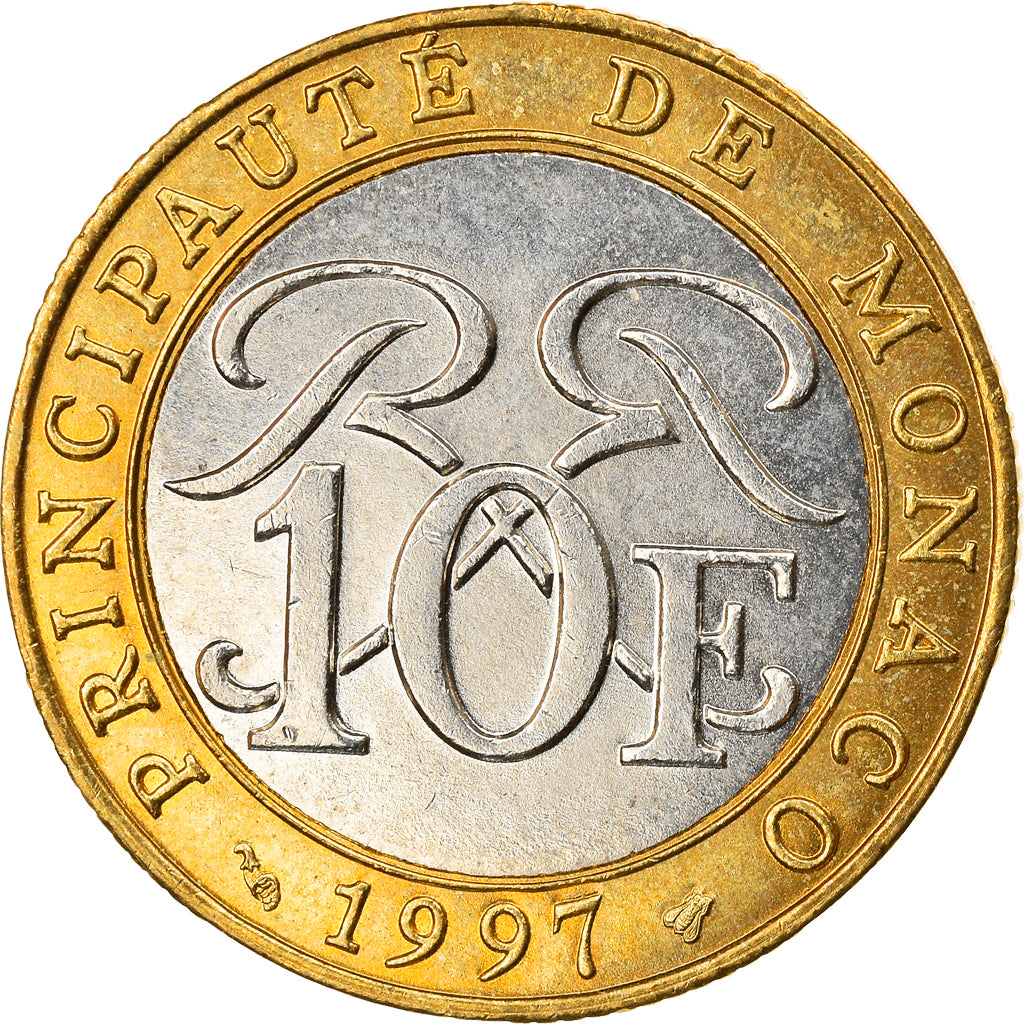 Coin, Monaco, Rainier III, 10 Francs, 1997, AU(55-58), Bi-Metallic, KM:163