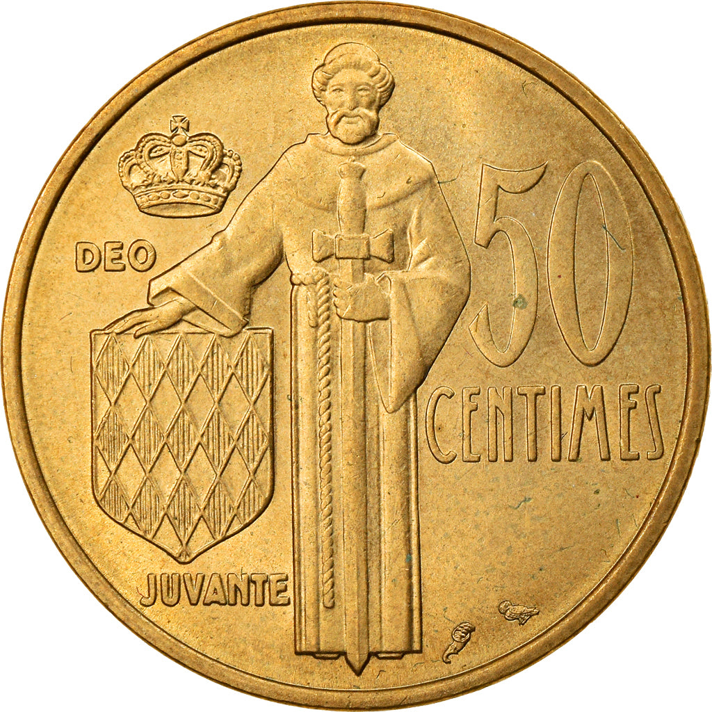 Coin, Monaco, Rainier III, 50 Centimes, 1962, EF(40-45), Aluminum-Bronze