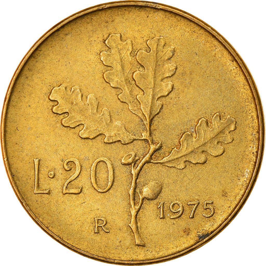 Coin, Italy, 20 Lire, 1975, Rome, EF(40-45), Aluminum-Bronze, KM:97.2