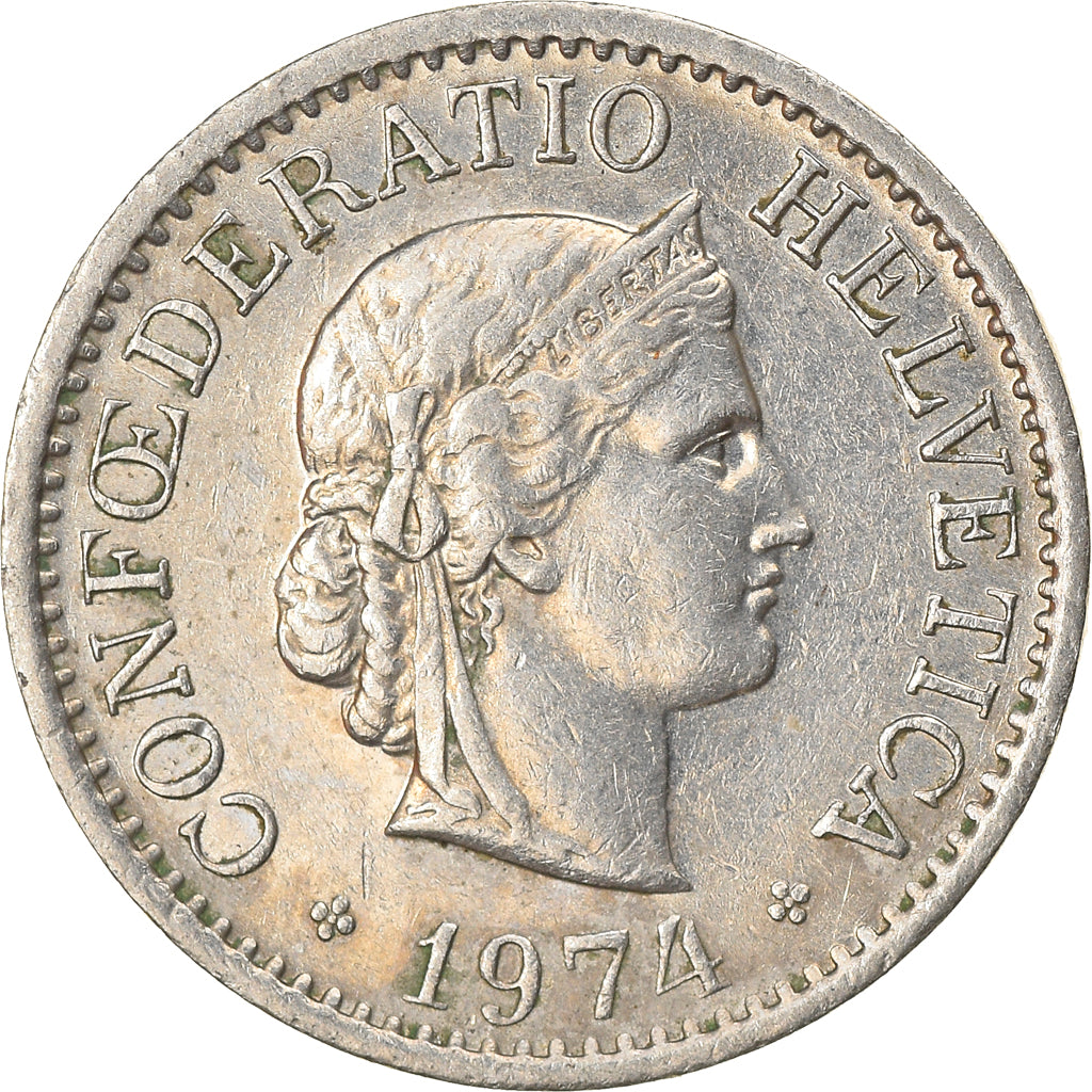 Moneta, Svizzera, 10 Rappen, 1974, Bern, BB, Rame-nichel, KM:27