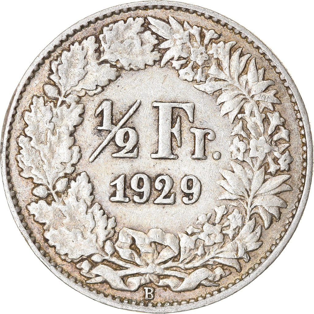 Coin, Switzerland, 1/2 Franc, 1929, Bern, EF(40-45), Silver, KM:23