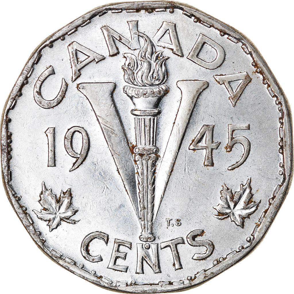 Munten, Canada, George VI, 5 Cents, 1945, Royal Canadian Mint, Ottawa, ZF