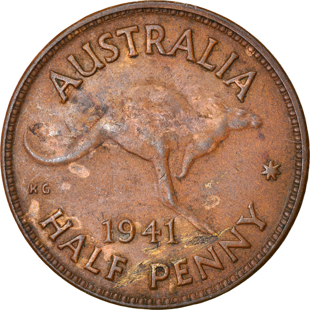 Moneta, Australia, George VI, 1/2 Penny, 1941, BB, Bronzo, KM:41