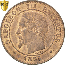 France, Napoleon III, 2 Centimes, 1855, Strasbourg, Bronze, PCGS, MS64RB