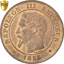 France, Napoléon III, 2 Centimes, 1855, Strasbourg, Bronze, PCGS, MS64RB