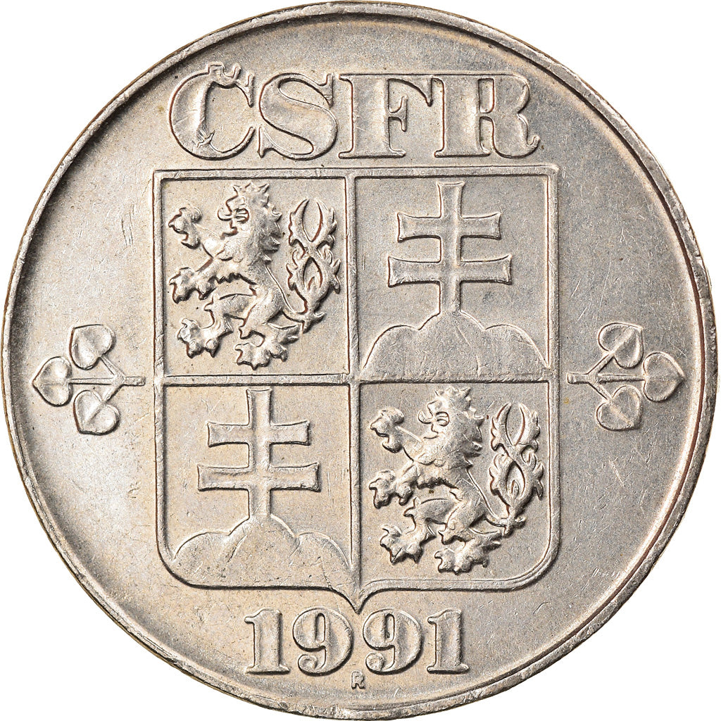 Munten, Tsjecho-Slowakije, 2 Koruny, 1991, ZF, Copper-nickel, KM:148