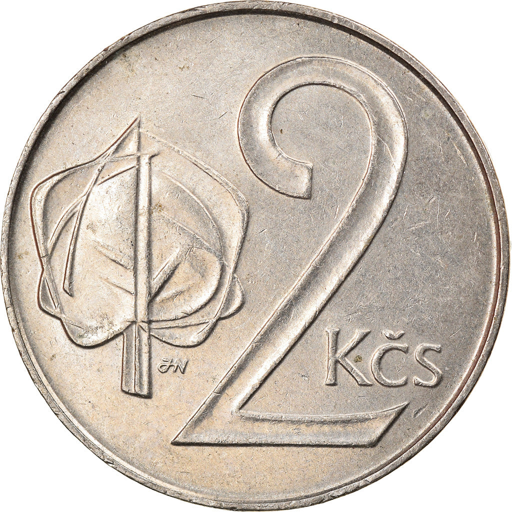 Munten, Tsjecho-Slowakije, 2 Koruny, 1991, ZF, Copper-nickel, KM:148