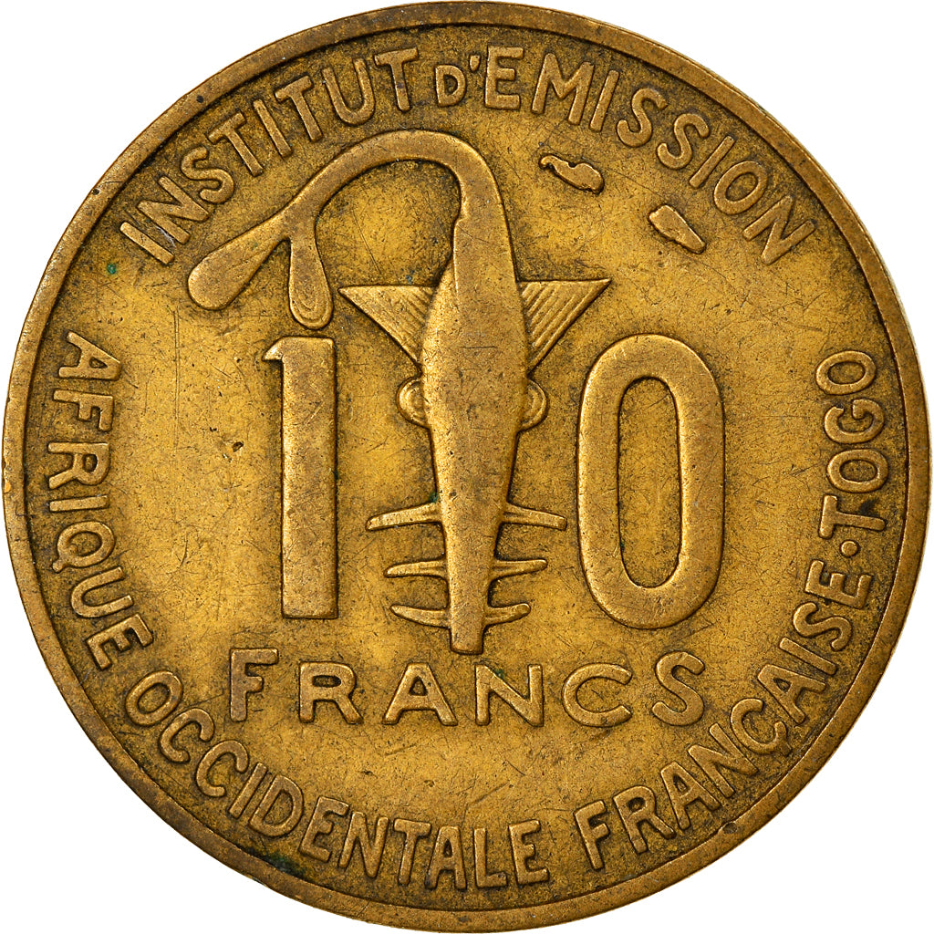 Coin, French West Africa, 10 Francs, 1957, VF(30-35), Aluminum-Bronze, KM:8