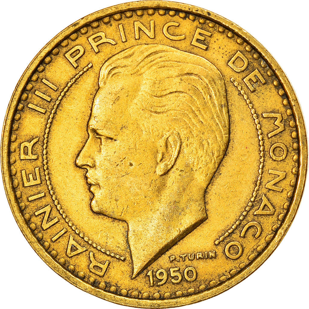 Coin, Monaco, Rainier III, 50 Francs, Cinquante, 1950, EF(40-45)