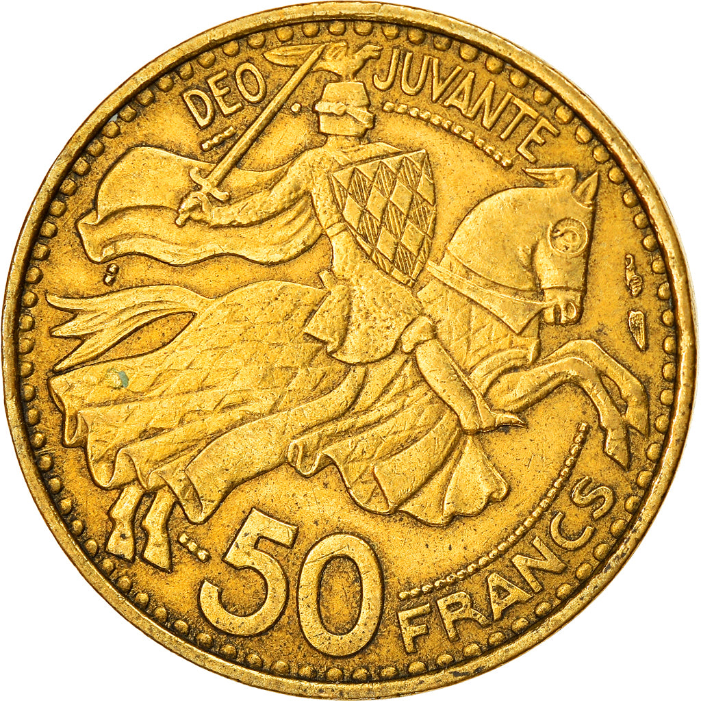 Coin, Monaco, Rainier III, 50 Francs, Cinquante, 1950, EF(40-45)