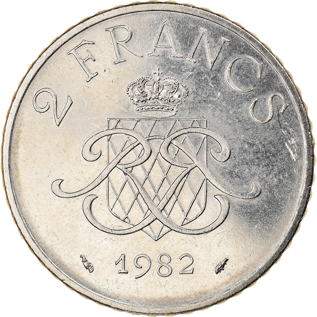 Moneda, Mónaco, Rainier III, 2 Francs, 1982, MBC, Níquel, KM:157, Gadoury:MC