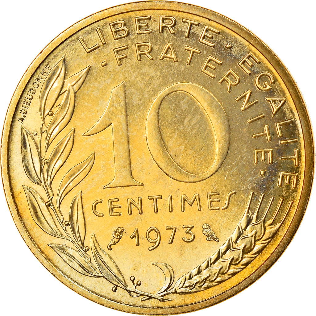 Coin, France, Marianne, 10 Centimes, 1973, Paris, MS(65-70), Aluminum-Bronze