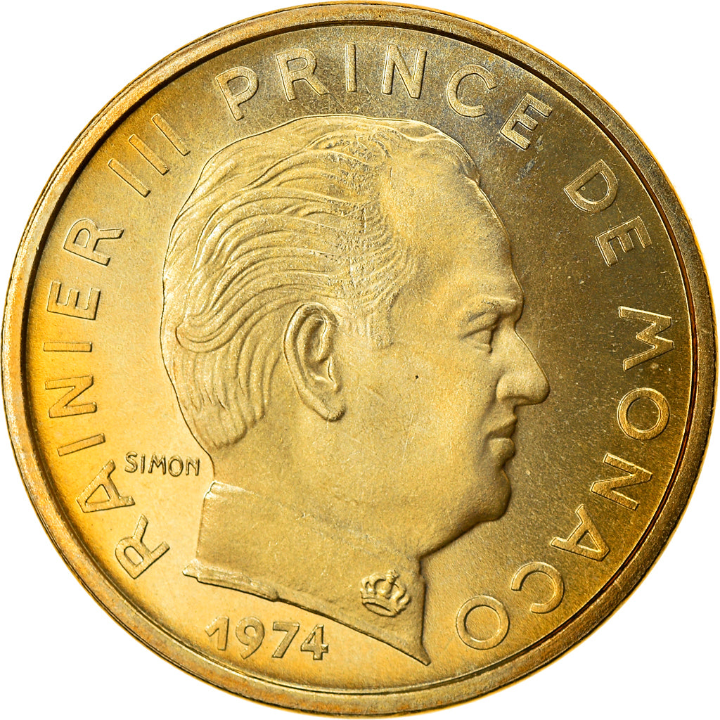 Coin, Monaco, Rainier III, 10 Centimes, 1974, MS(65-70), Aluminum-Bronze