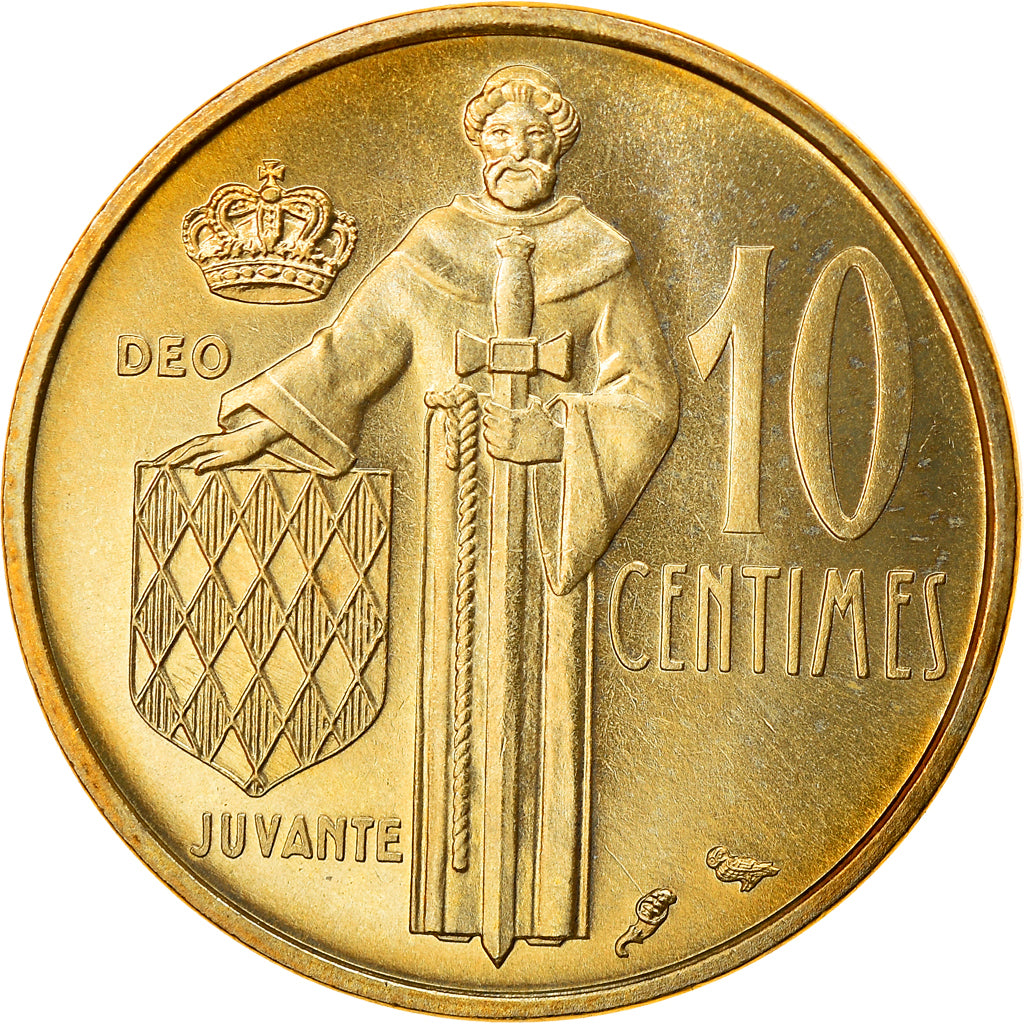 Coin, Monaco, Rainier III, 10 Centimes, 1974, MS(65-70), Aluminum-Bronze