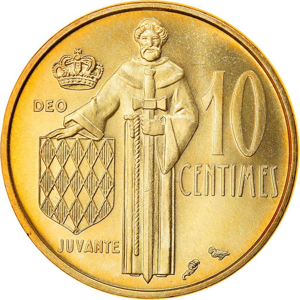 Coin, Monaco, Rainier III, 10 Centimes, 1974, MS(65-70), Aluminum-Bronze