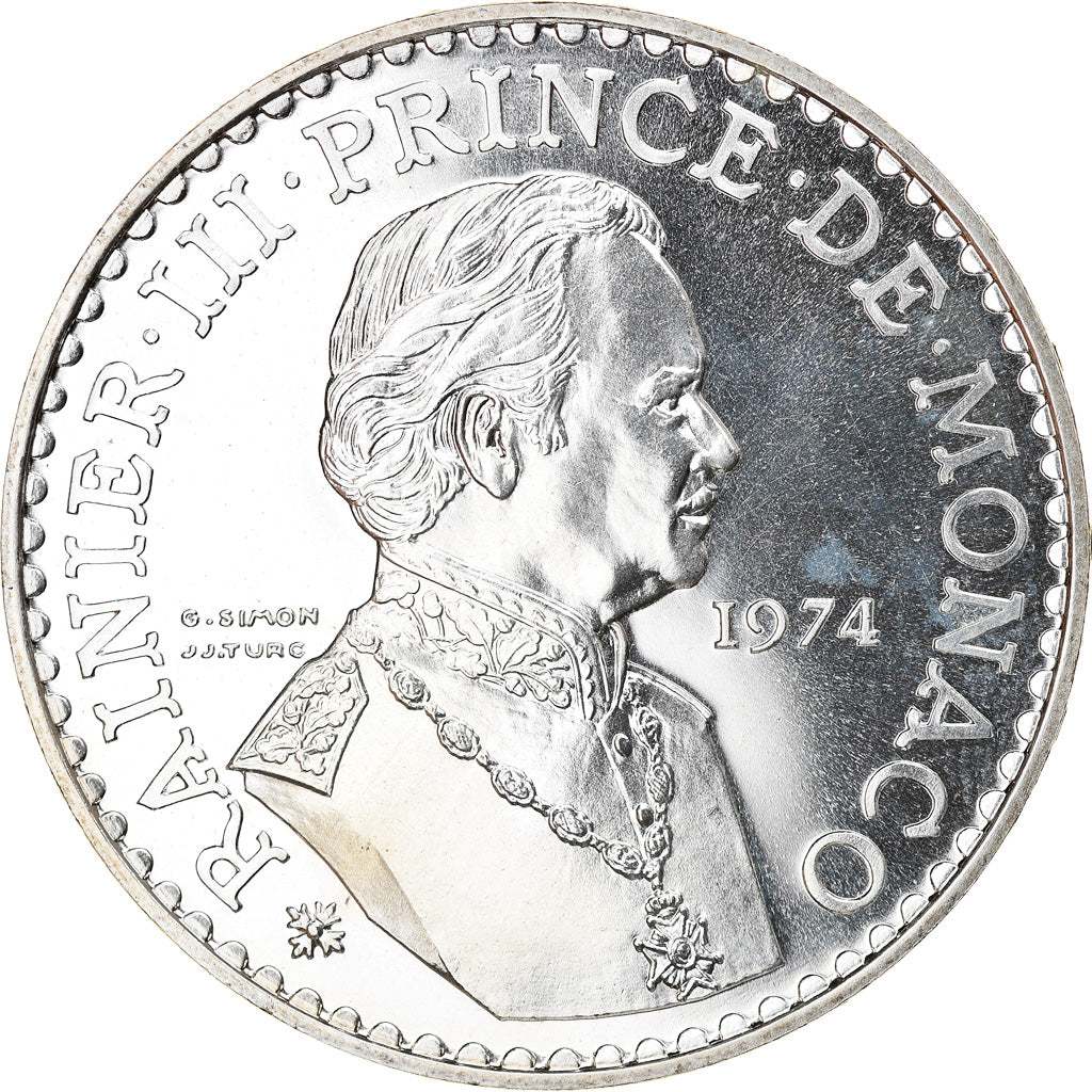 Moneda, Mónaco, Rainier III, 50 Francs, 1974, FDC, Plata, KM:152.1, Gadoury:MC