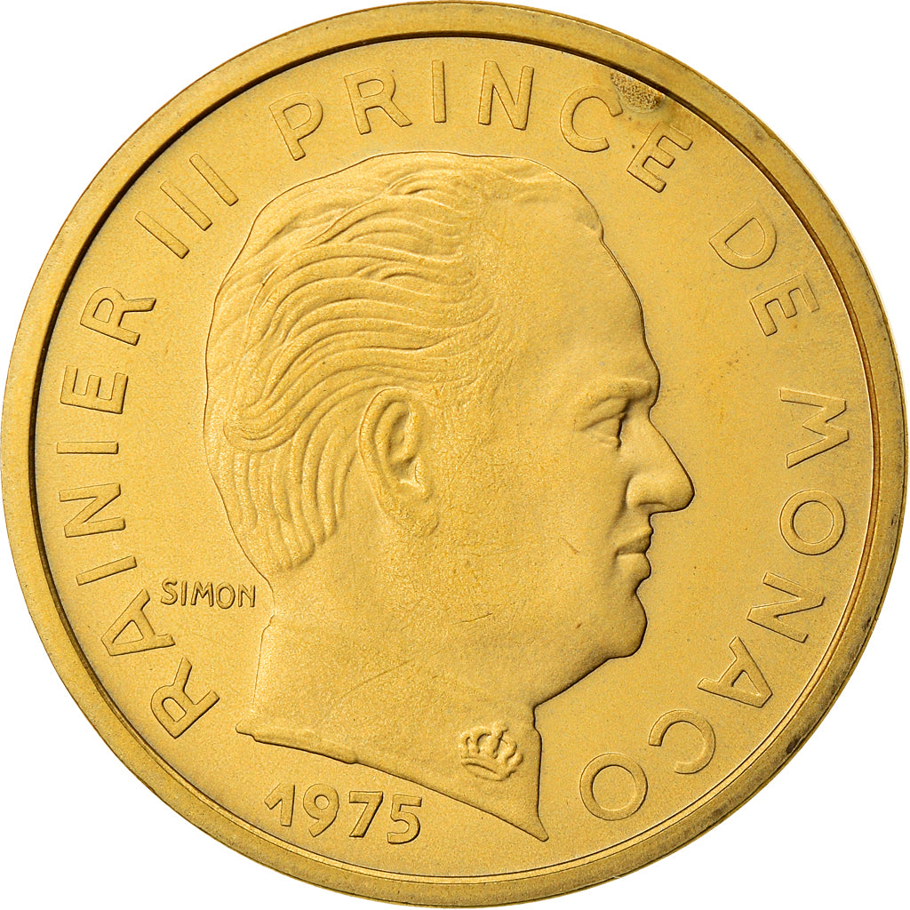 Coin, Monaco, Rainier III, 10 Centimes, 1975, MS(65-70), Aluminum-Bronze
