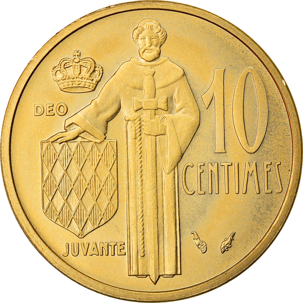 Coin, Monaco, Rainier III, 10 Centimes, 1975, MS(65-70), Aluminum-Bronze