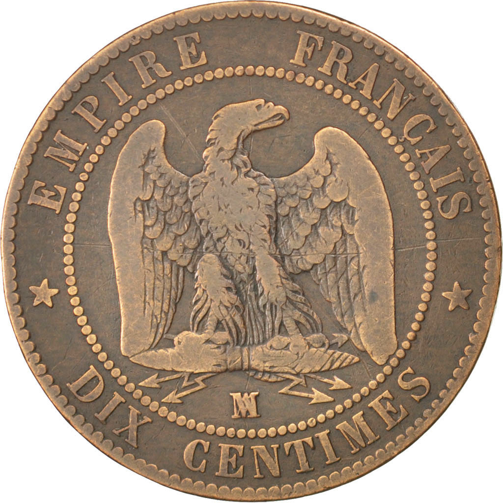 Monnaie, France, Napoleon III, Napoléon III, 10 Centimes, 1857, Marseille, B+