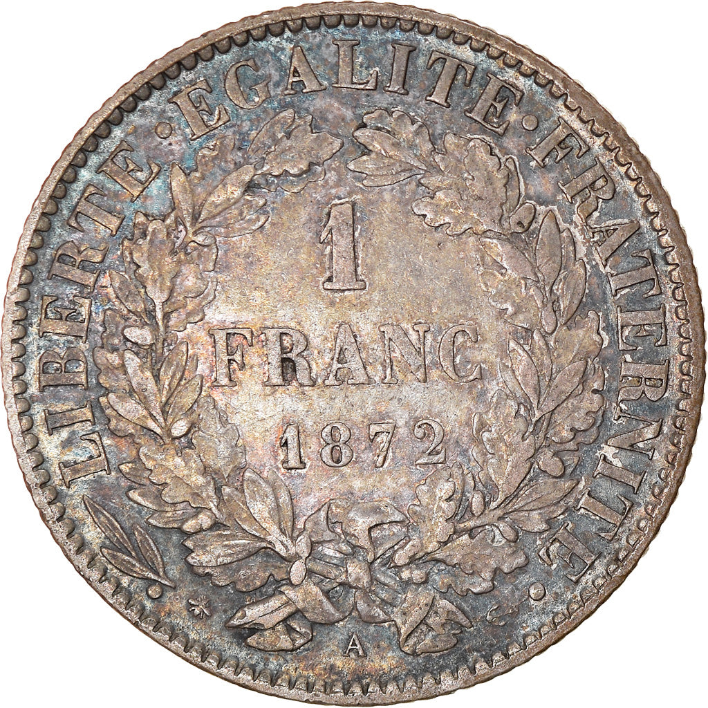 Coin, France, Cérès, Franc, 1872, Paris, VF(30-35), Silver, KM:822.1