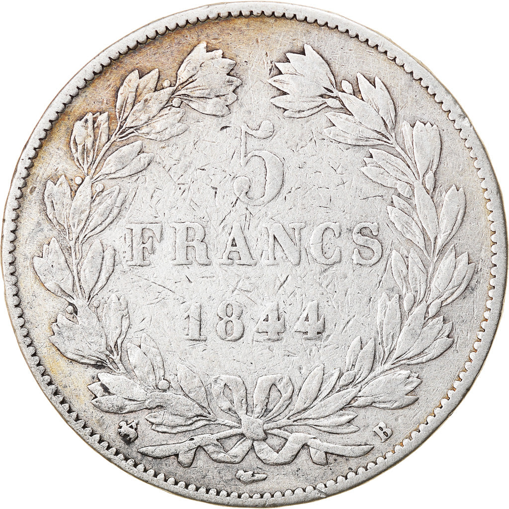 Moneta, Francja, Louis-Philippe, 5 Francs, 1844, Rouen, VF(20-25), Srebro