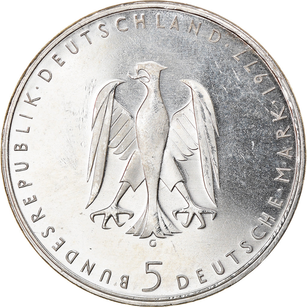 Coin, GERMANY - FEDERAL REPUBLIC, 5 Mark, 1977, Karlsruhe, Germany, MS(63)
