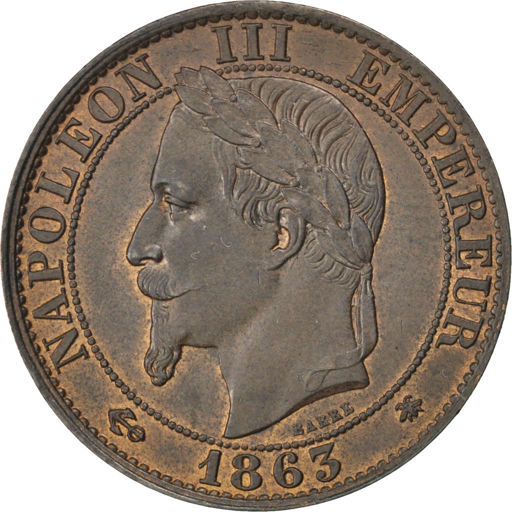 Coin, France, Napoleon III, Napoléon III, 5 Centimes, 1863, Paris, AU(55-58)