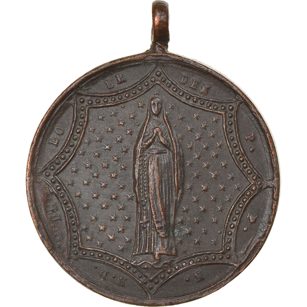 Francia, medaglia, Notre Dame de Lourdes, Religions & beliefs, BB+, Rame